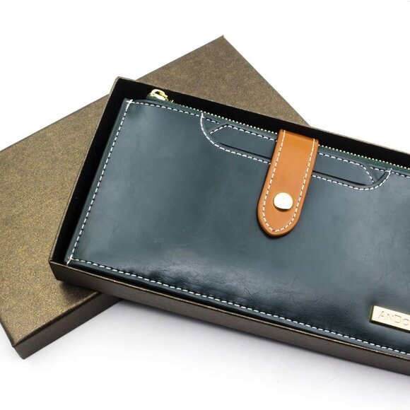 Genuine Leather Wallet RFID Blocking Bifold with Zipper Pocket for Women - Picture 6 of 6